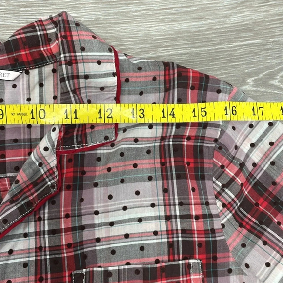 Victoria’s Secret Button Front Sleep Shirt Nightgown Plaid Polka Dot M - Picture 6 of 16